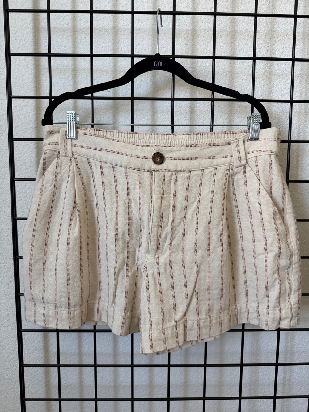 cabi - rust and cream Striped Women’s Shorts - Classic High-Rise Style